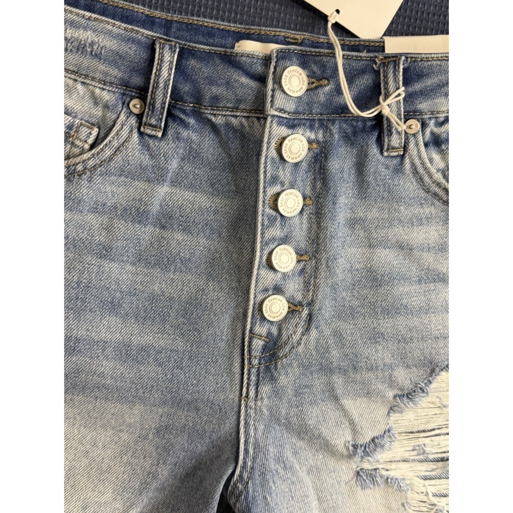 KanCan High Rise Distressed Denim Mom Shorts Women's Size 7/27 Light Wash NWT - Picture 4 of 12